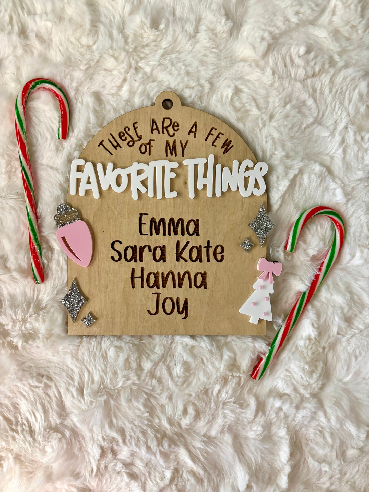 Custom Ornament - Favorite Things “Pink Light”