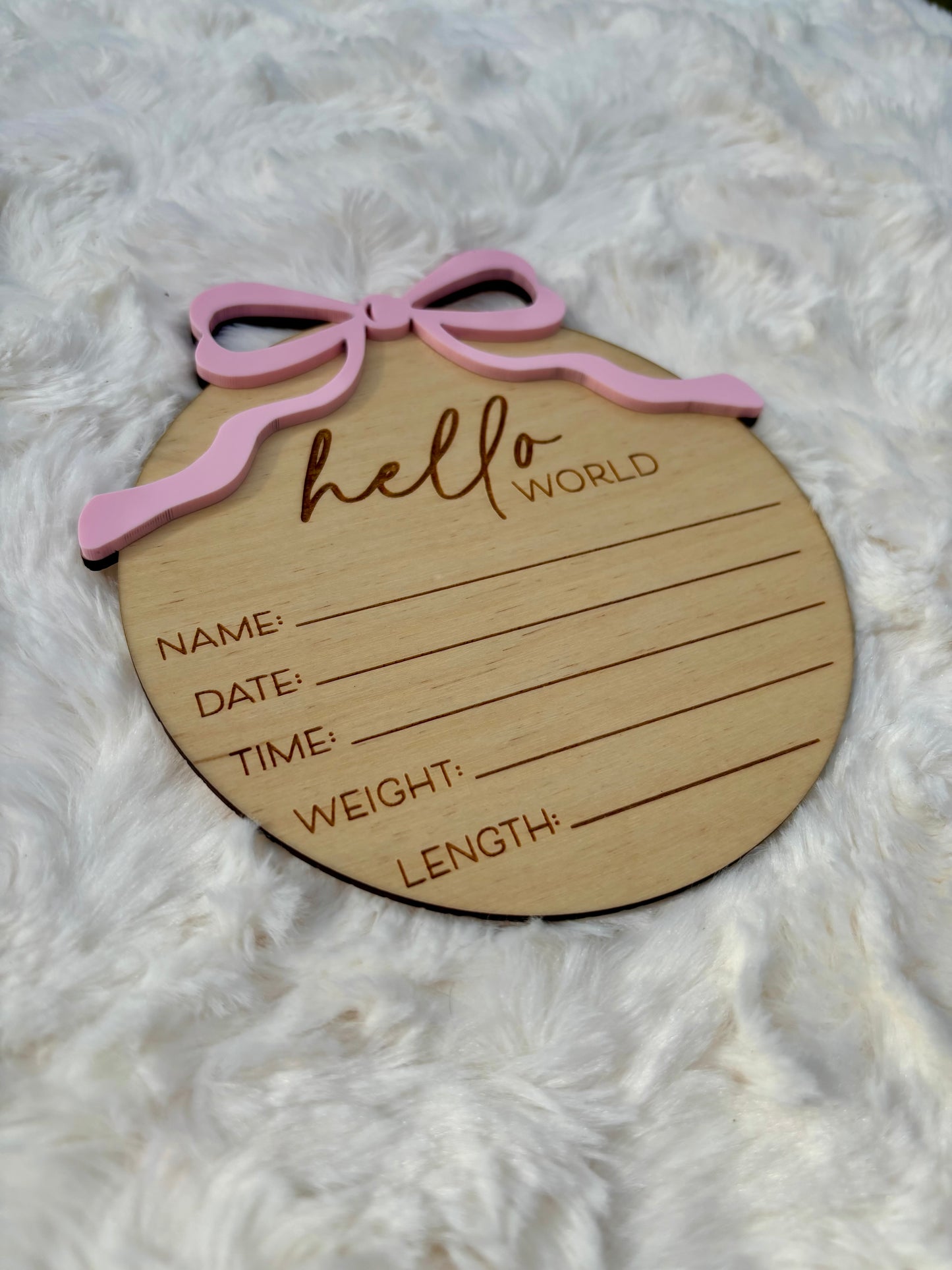 Baby Birth Announcement “Bow”
