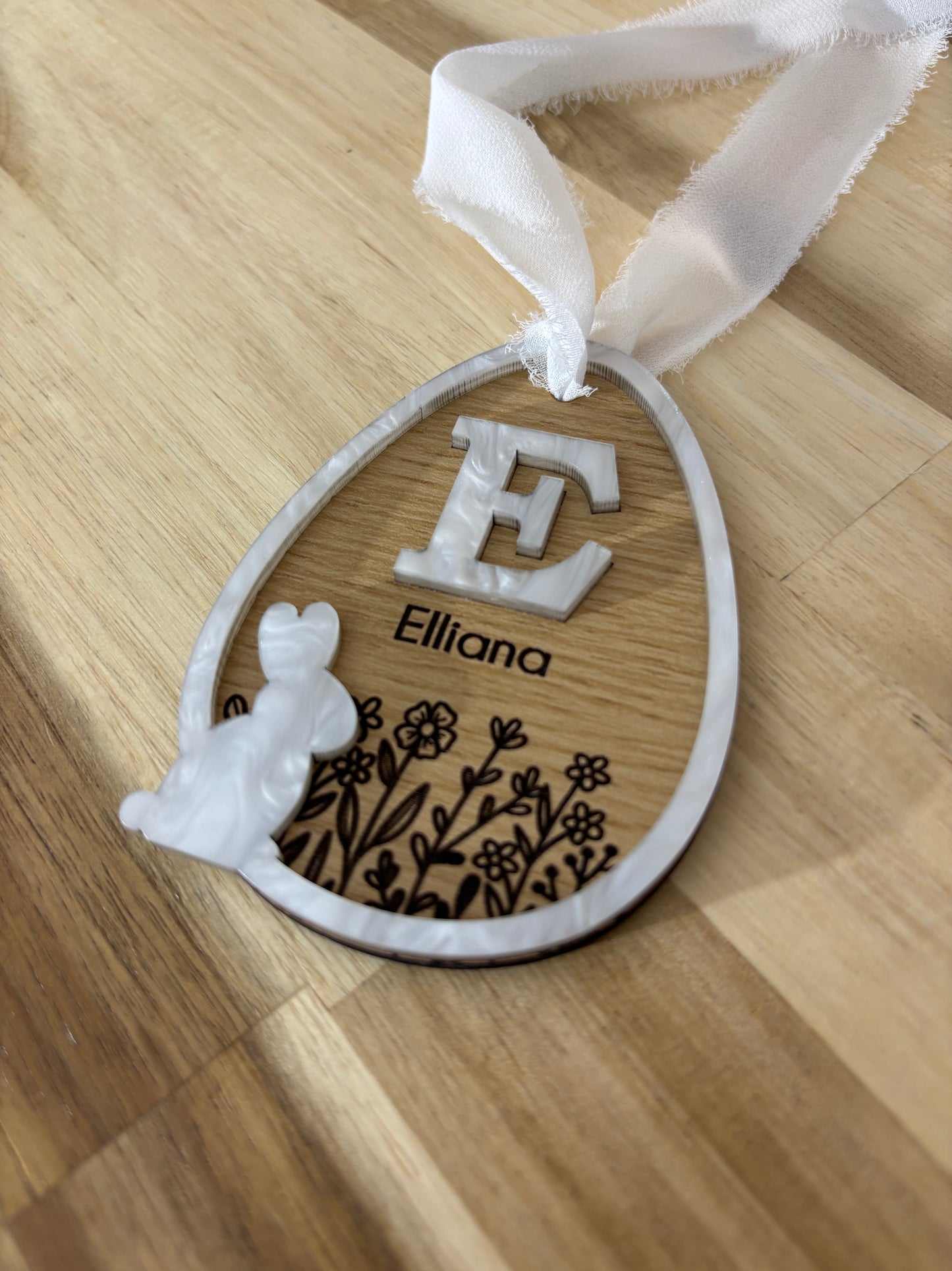 Floral Wooden Basket Tag