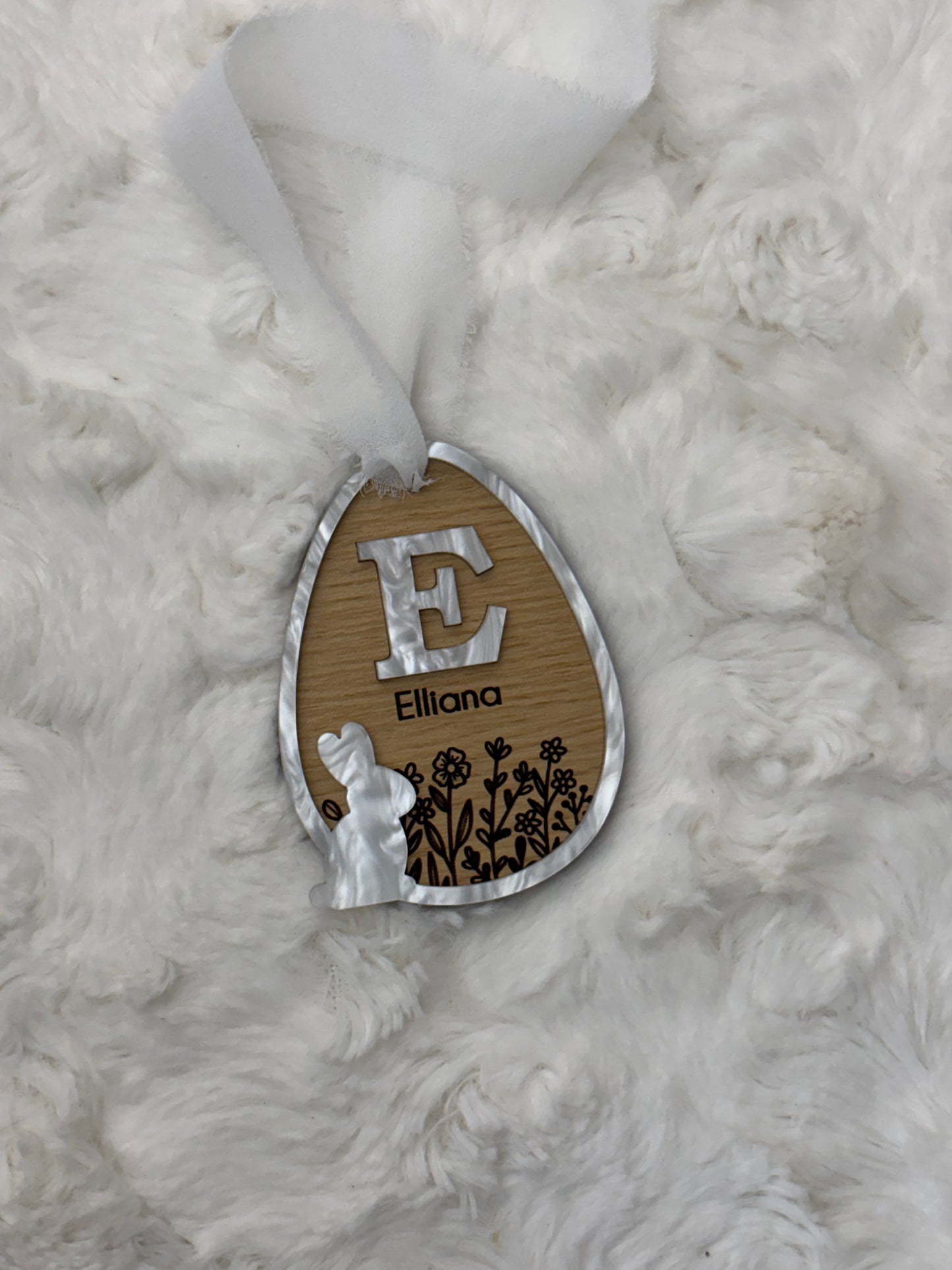 Floral Wooden Basket Tag