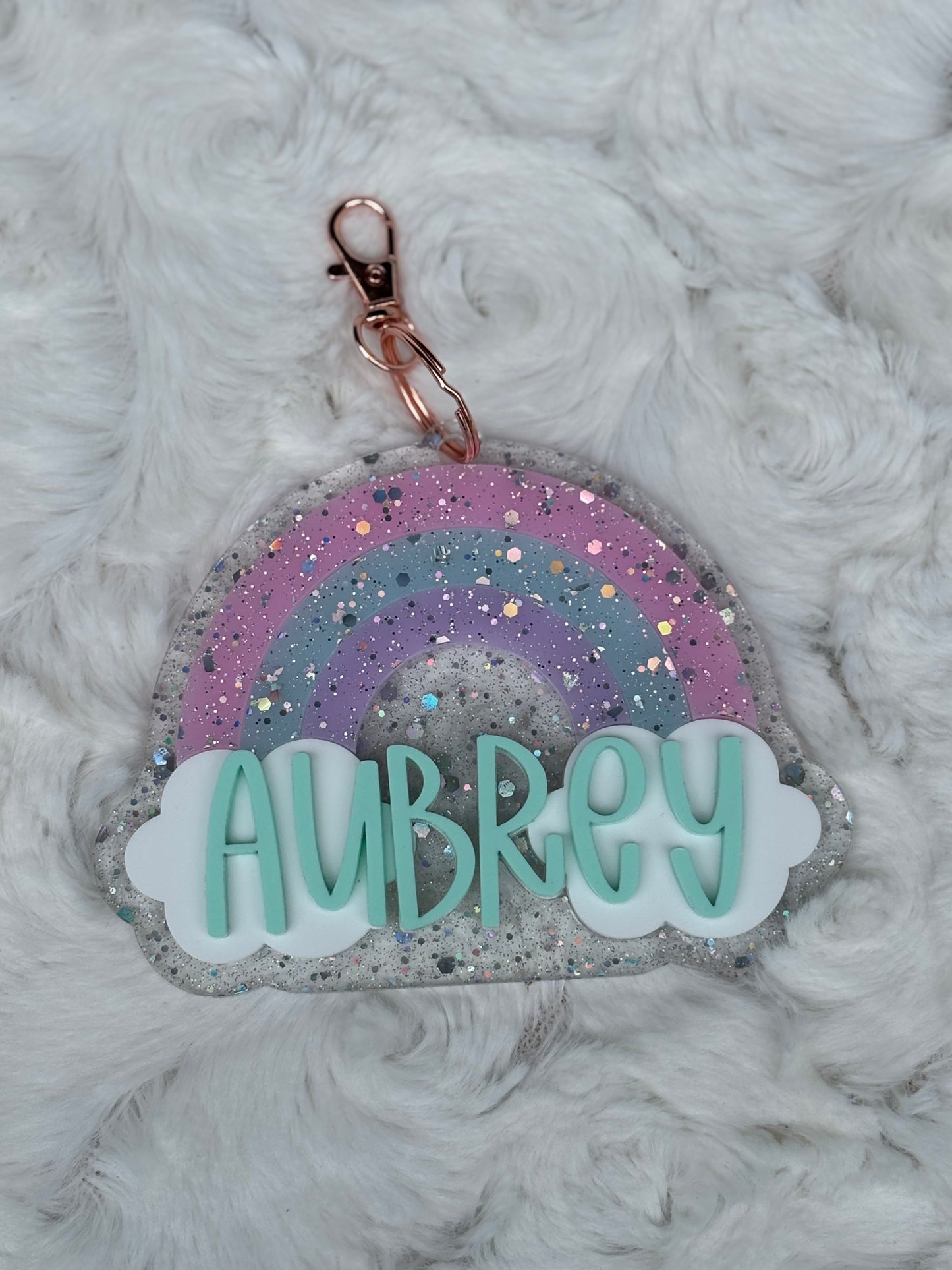 Rainbow Glitz Keychain