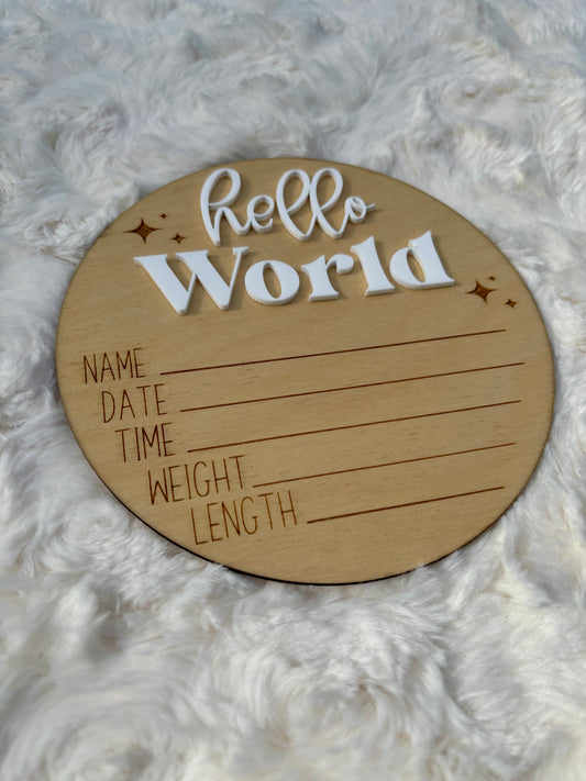 Baby Birth Announcement “Hello World”