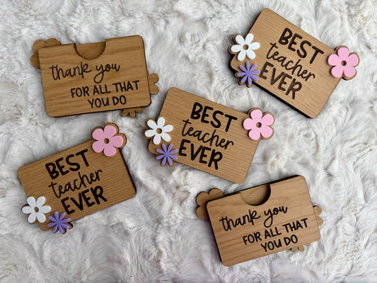 Floral Teacher Gift Card Holder
