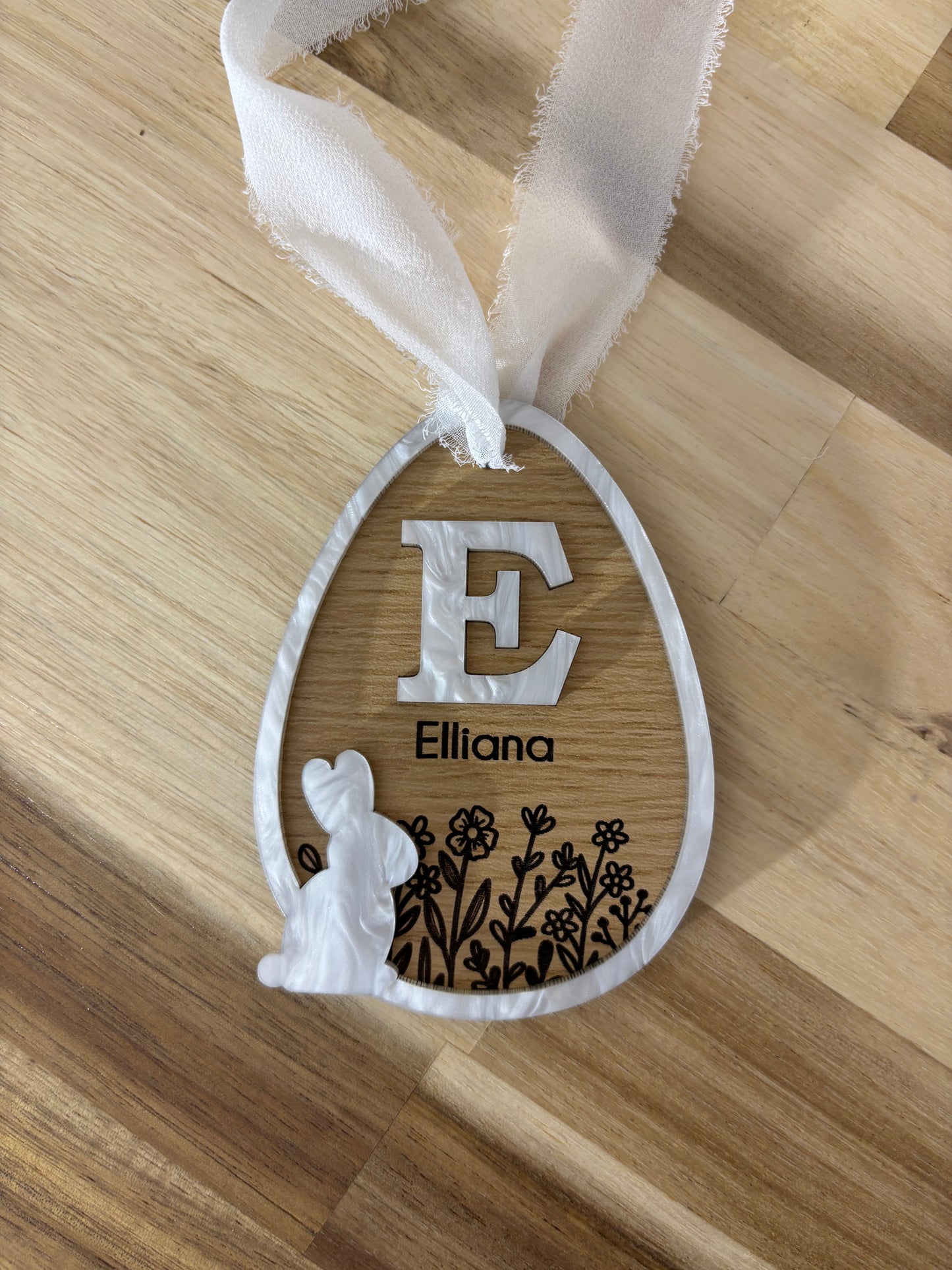 Floral Wooden Basket Tag