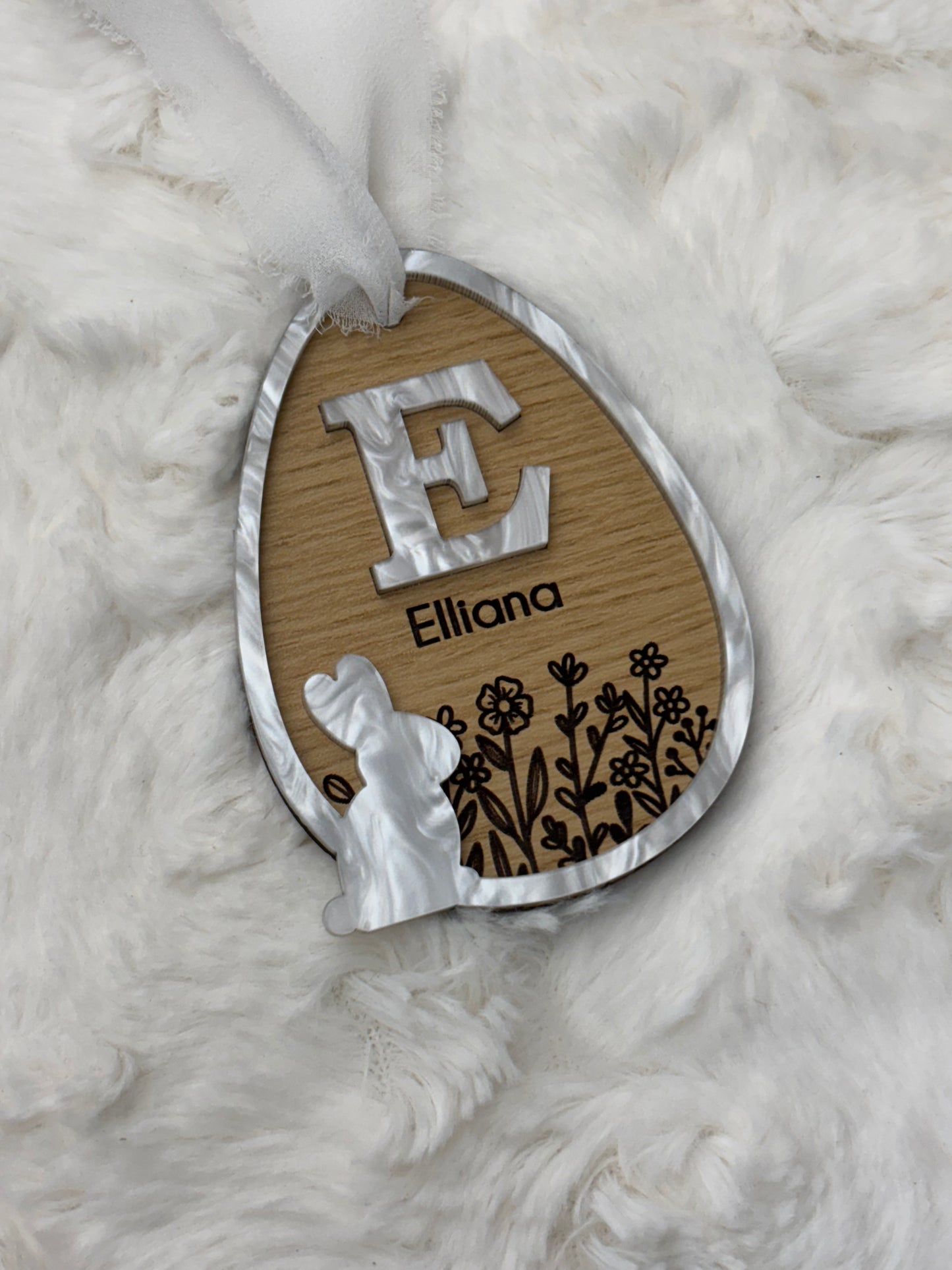 Floral Wooden Basket Tag