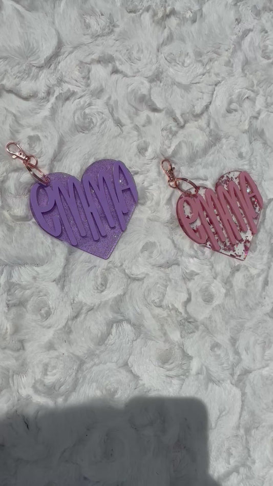 Heart Name Keychain